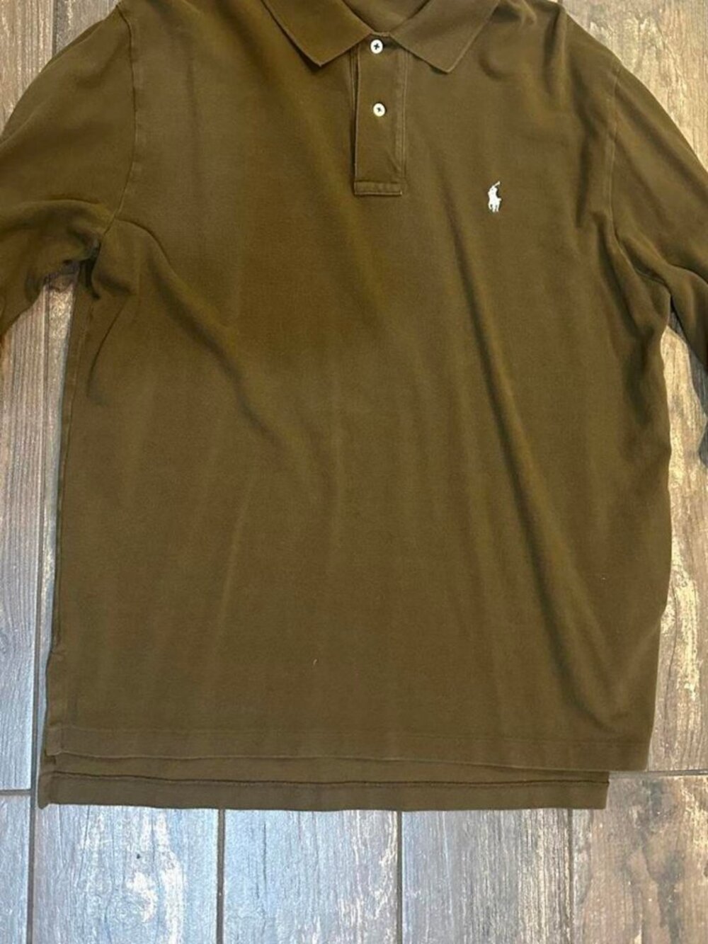 Polo Ralph Lauren brown long sleeve polo shirt Size L #preppy #polo bleach spot